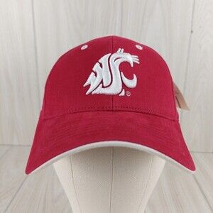 Washington State Cougars Hat Cap Strapback Embroidered Logo Red HMI Headwear NWT